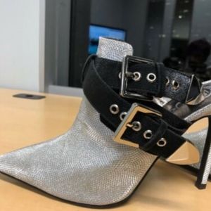 Silver Sparkle Heels w/Ankle Strap - Runs small
